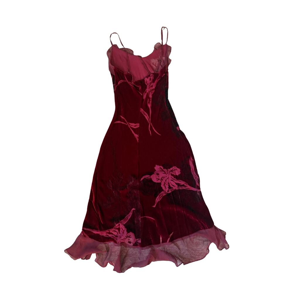 Vintage Betsey Johnson Velvet Burnout Slip Dress Floral Silk Rayon S - Picture 2 of 10